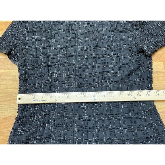 Scala Women's 8 Black Dress Black 100% Silk Sheath Holiday Beaded Vintage Party - Picture 5 of 9